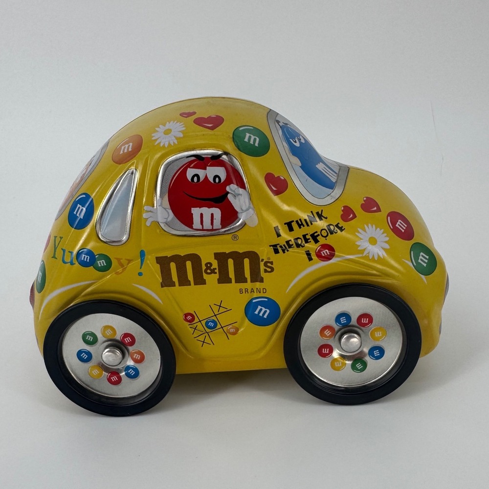 M&M's Darlington Volkswagen Yellow Beetle Car Collectible Tin Storage Vintage